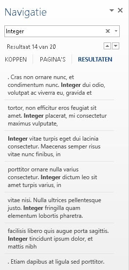 Navigatievenster (resultaten)