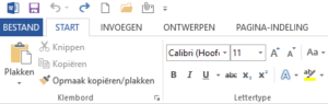 Werkbalk Snelle toegang (standaard opdrachten)