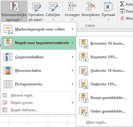 Voorwaardelijke opmaak cijfers - bovenste - 1