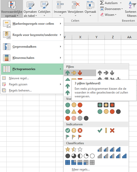 Voorwaardelijke opmaak cijfers - pictogram 2